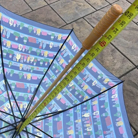 Navy Vintage Wooden Umbrella Drugstore Fun